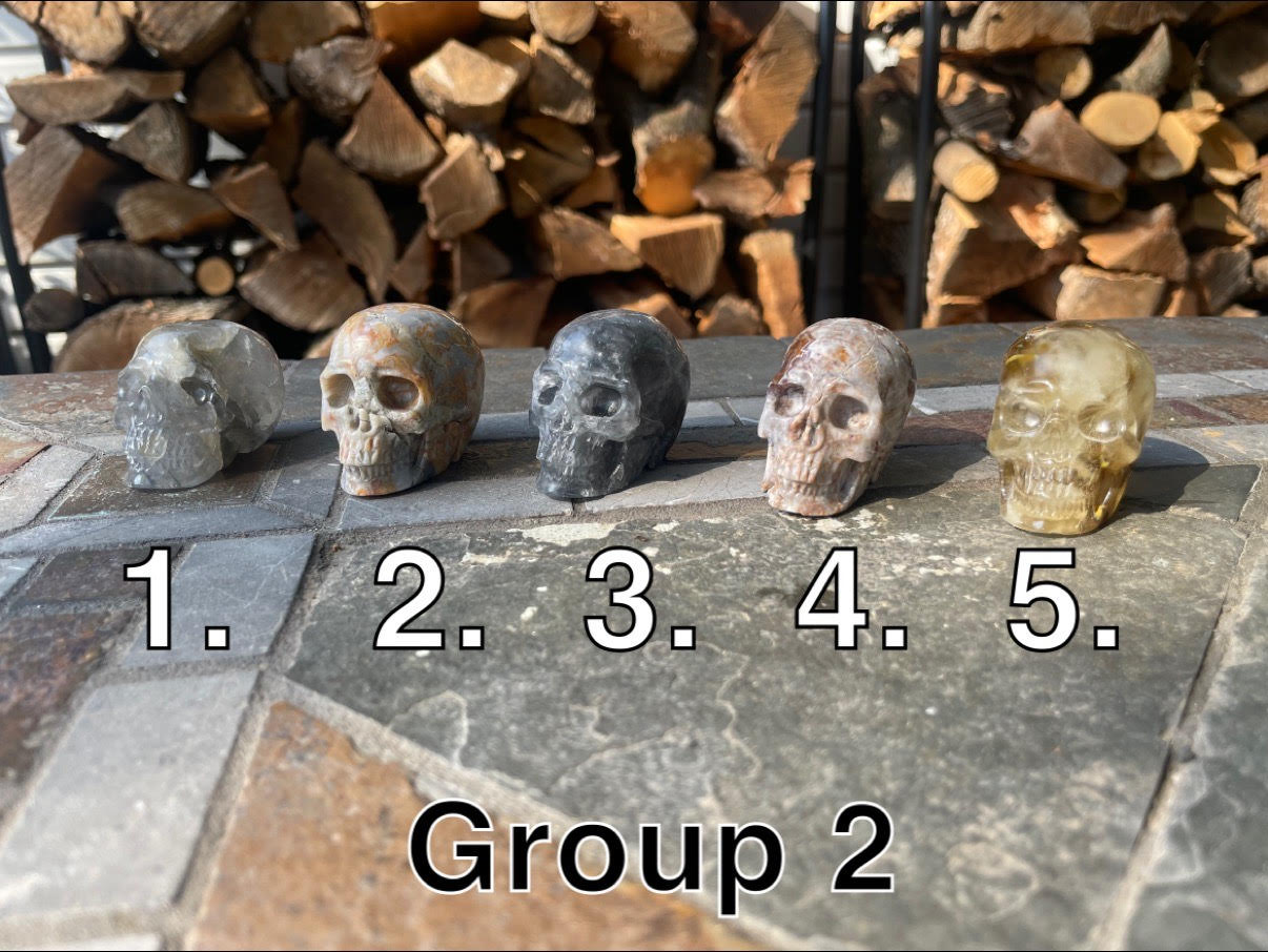 Hand Carved Stone Skulls Group 2
